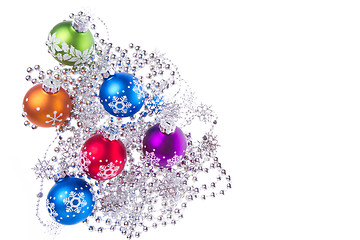 Image showing christmas balls with tinsel