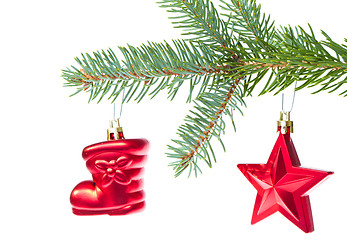 Image showing red christmas decoration on the tree