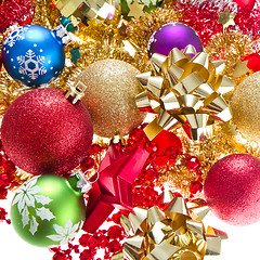 Image showing christmas balls and tinsel