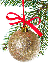 Image showing christmas balls hanging from tree