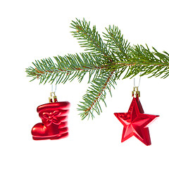 Image showing red christmas decoration on the tree