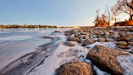 Image showing Wascana lake freezing