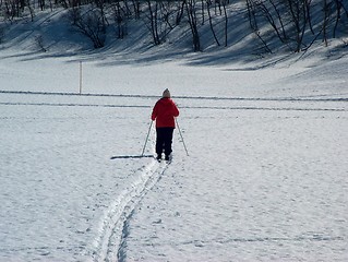 Image showing Cross country skiing in Norwegian mountains