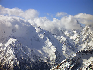 Image showing Mountains in clouds.