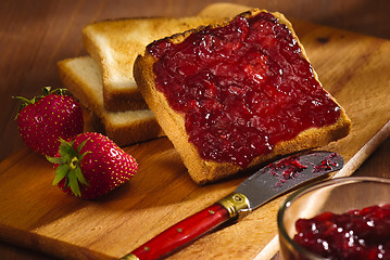 Image showing toast with cherry jam 