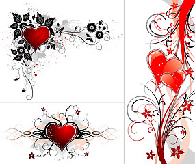 Image showing Valentines Day background with hearts and flower