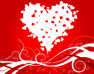 Image showing Valentines Day background with hearts and flowers