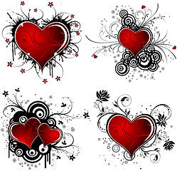 Image showing Valentines Day background with hearts and flower