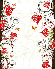 Image showing Valentines Day grunge background with hearts and florals