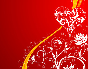 Image showing Valentines Day background with hearts and flowers