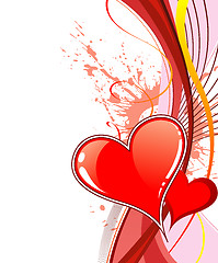 Image showing Valentines Day background with hearts and wave pattern