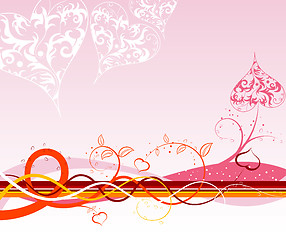 Image showing Valentines Day background with hearts and florals