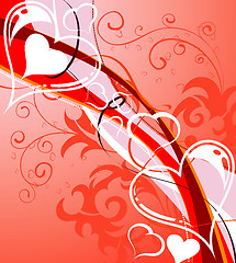 Image showing Valentines Day background with hearts and florals