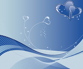 Image showing Valentines Day background with hearts and wave pattern