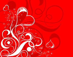 Image showing Valentines Day background with hearts and flowers