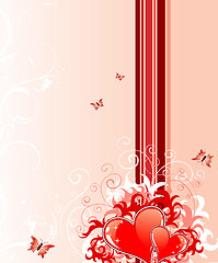 Image showing Valentines Day background with hearts and florals