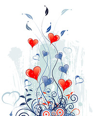 Image showing Valentines Day grunge background with hearts and florals