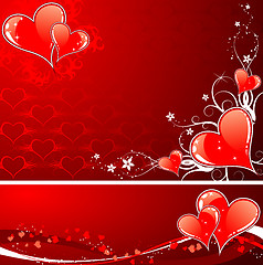 Image showing Valentines Day background with hearts and florals