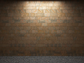 Image showing illuminated stone wall