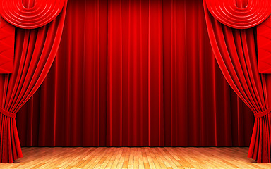 Image showing Red velvet curtain opening scene