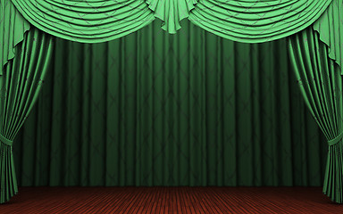 Image showing green velvet curtain opening scene