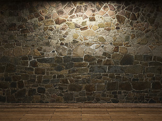 Image showing illuminated stone wall