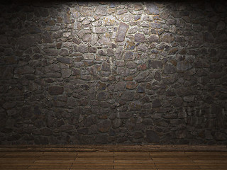 Image showing illuminated stone wall