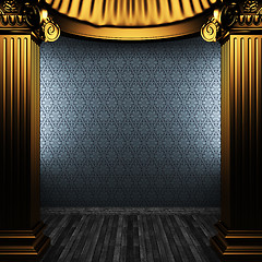 Image showing bronze columns and wallpaper