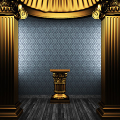 Image showing bronze columns, pedestal and wallpaper