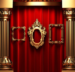 Image showing red curtains, gold columns and frames