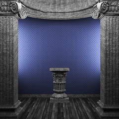 Image showing stone columns, pedestal and wallpaper