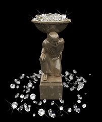 Image showing a lot of diamonds and marble statuette