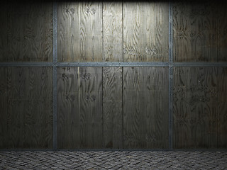 Image showing illuminated wooden wall