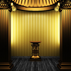 Image showing bronze columns, pedestal and wallpaper