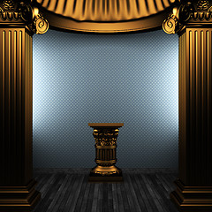 Image showing bronze columns, pedestal and wallpaper