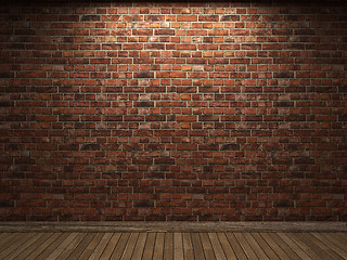 Image showing illuminated brick wall