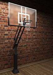Image showing old brick wall and basketball