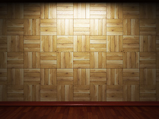 Image showing illuminated wooden wall