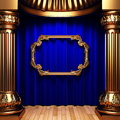 Image showing blue curtains, gold columns and frames