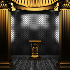 Image showing bronze columns, pedestal and wallpaper