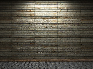 Image showing illuminated wooden wall