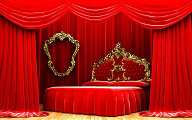 Image showing Red velvet curtain opening scene