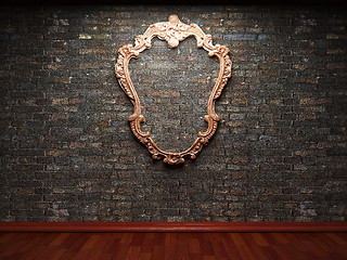 Image showing illuminated brick wall and frame