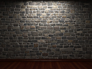 Image showing illuminated stone wall