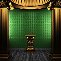 Image showing bronze columns, pedestal and wallpaper