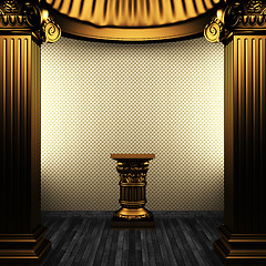 Image showing bronze columns, pedestal and wallpaper