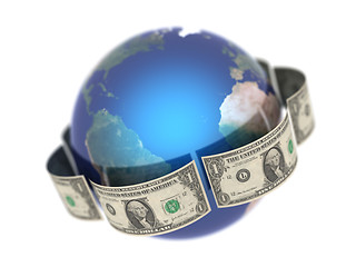 Image showing Dollar covering the Earth