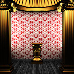 Image showing bronze columns, pedestal and wallpaper