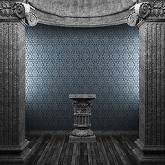 Image showing stone columns, pedestal and wallpaper