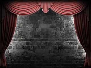 Image showing velvet curtain opening scene